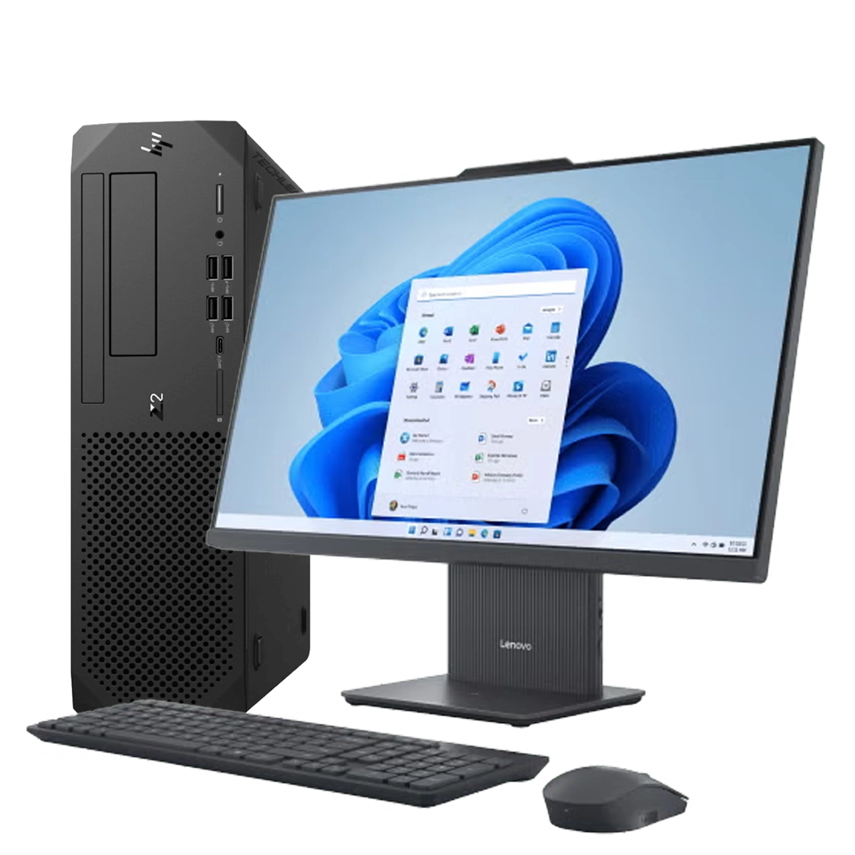 Desktop computer, monitor, keyboard and mouse prepared for recycling in Los Angeles