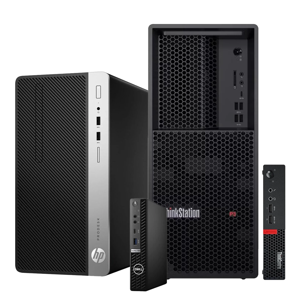 Desktop computers, small-form-factor PCs and workstations prepared for recycling